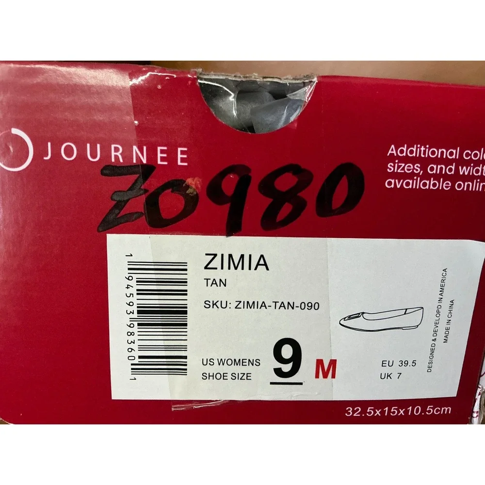 Journee Zimia Flats Womens 9 Tan Square Toe Buckle Comfort Foam